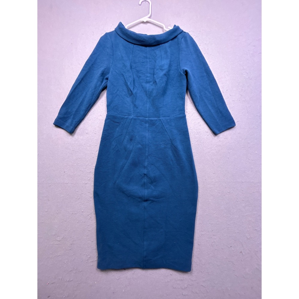 Boden Ottoman Sheath Dress Cotton Blend Blue US 8R UK 12R Womens